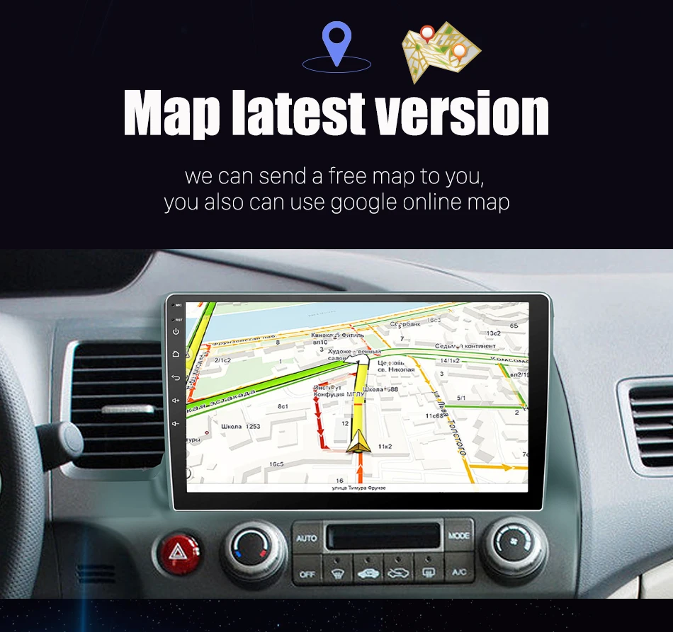 Best Eunavi 4G+32G Android 9.0 4G Car Radio Multimedia Video Player Navigation GPS For Honda Civic 2006-2011 2 din dvd raido PX6 9