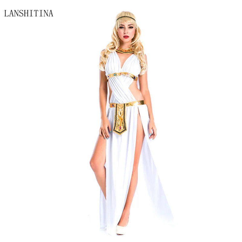LANSHITINA One Size White Sexy Egyptian Queen Cleopatra
