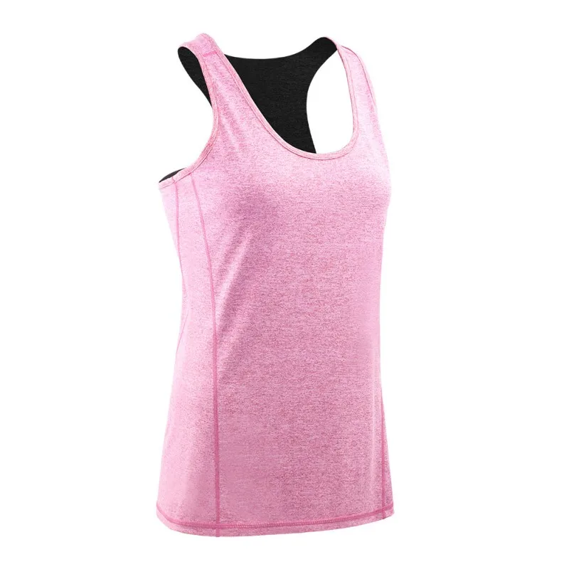 Женский эластичный тонкий жилет для йоги дышащая быстросохнущая однотонная удобная спортивная одежда для бега гимнастика Бодибилдинг - Цвет: Rose Red