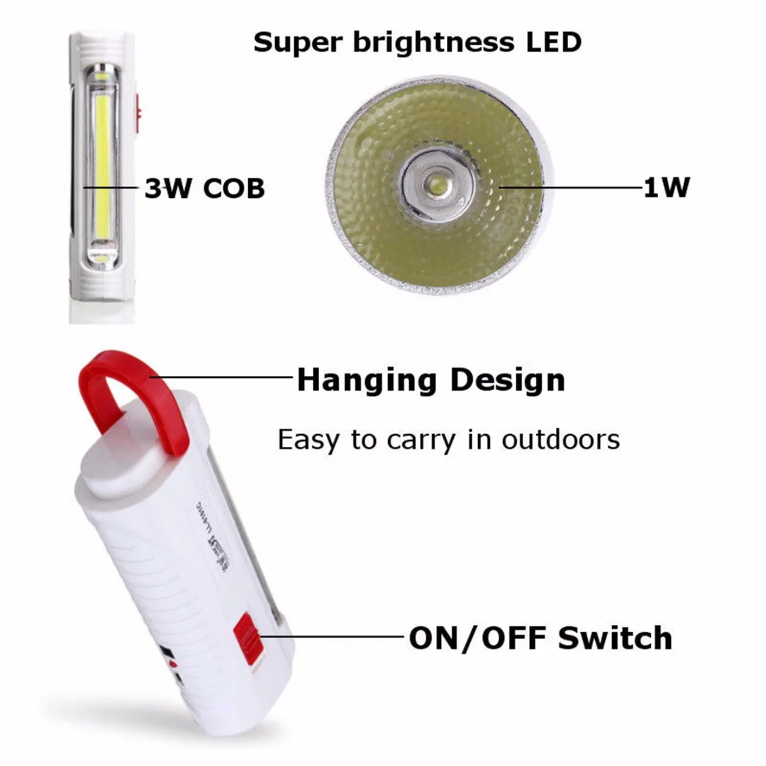 Newest  Mini Solar Power LED Flashlight USB Rechargeable Camping Hiking Light Lamp