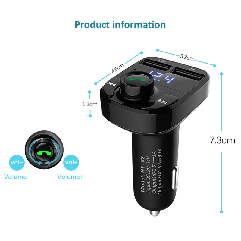 ANLUD Handsfree FM передатчик ЖК дисплей 5 в 3 1 а USB зарядное устройство беспроводной
