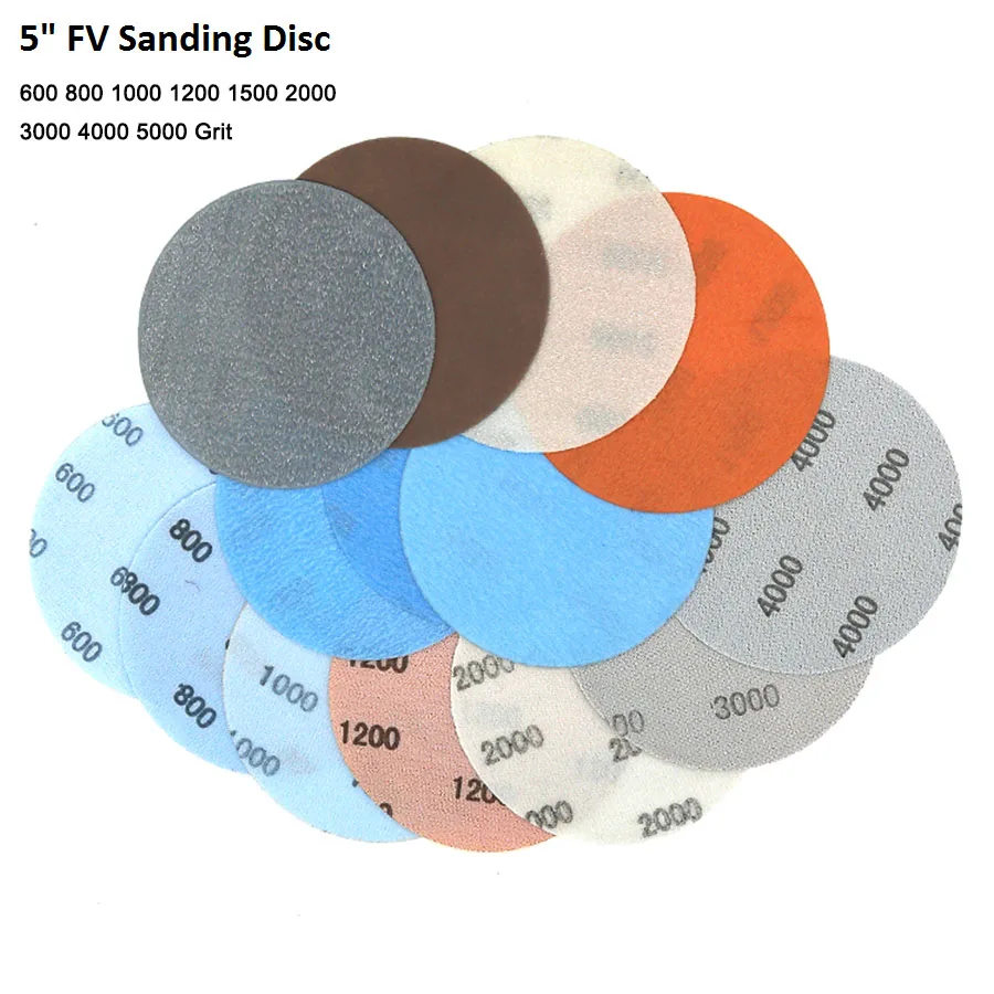 

2-50Pcs 5 Inch FV Superfine Film Sanding Disc Soft Waterproof Sandpaper 600-5000 Grits For Wet/Dry Automotive Paint Sanding