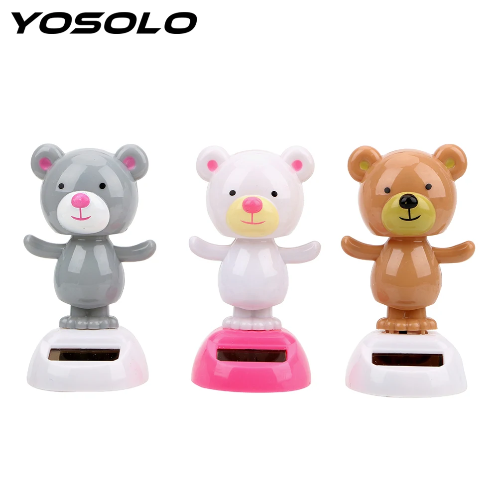 

YOSOLO Swinging Bobble Doll Toy Interior Accessories Dashboard Decoration Car Ornament Solar Powered Cute Bear Dancing Toy