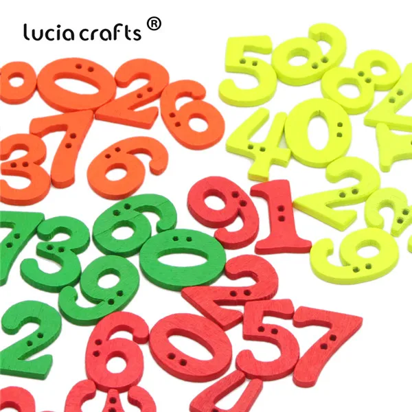 Lucia crafts, 100 шт./лот, 14-21 мм, с узором в виде цифр, пуговицы для шитья, 2 отверстия, сделай сам, ручная работа, аксессуары для скрапбукинга, E0213 - Цвет: Random mixed