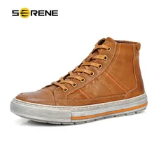 SERENE 2017 Men Shoes Nubuck Leather Lace-Up Flats Fur Boot Vintage Design Italian Techonology Boots Casual Botas Plus size 3215