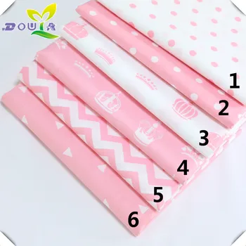 

Pink princess bed all cotton cloth cartoon printing cloth crown triangular pure cotton fabric