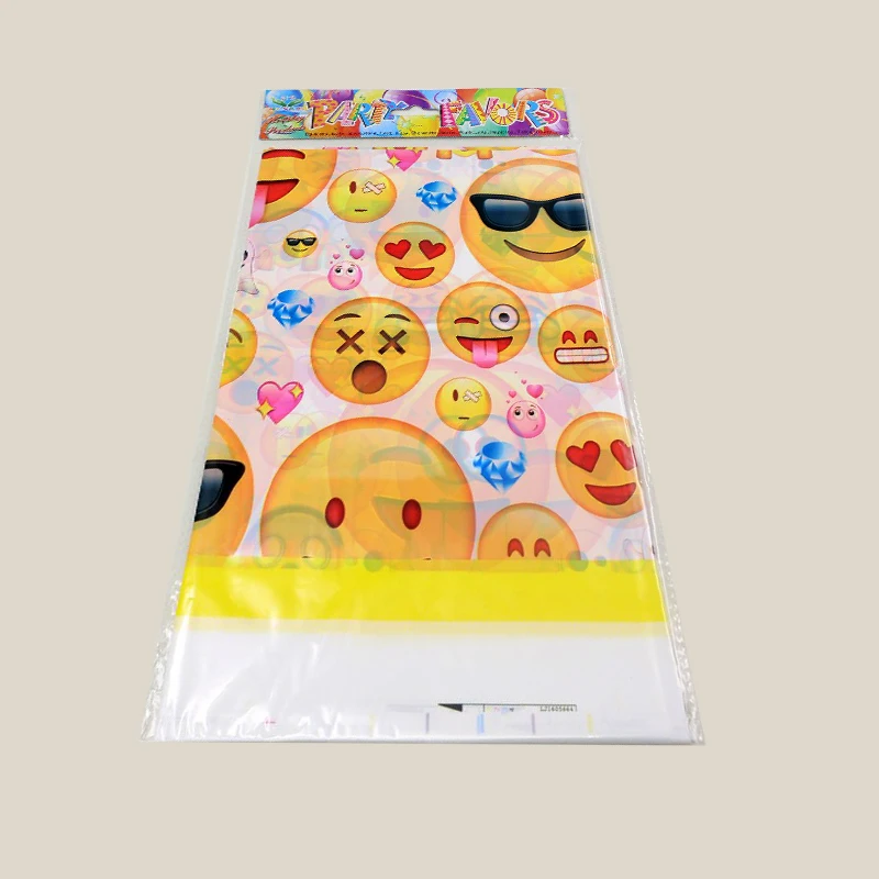 

1PCS/LOT Happy Birthday Party Cute Emoji Theme Decoration Disposable Tablecloth Kids Favors Map Baby Shower Plastic Tablecover