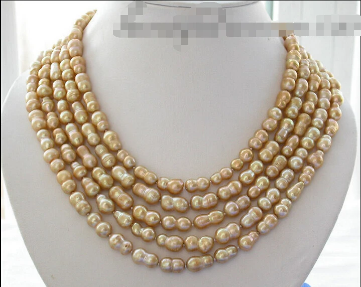 

FREE SHIPPING * z3802 LONG 94" 16MM champagne double FRESHWATER PEARL NECKLACE