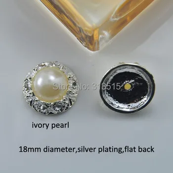 

(M0605) 18mm diameter rhinestone metal embellishment,Imitation pearl beads in middle,three color