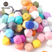 Let's make – perles en Silicone pour anneau de dentition, 50 couleurs mélangées, 17mm, violet, hexagone géométrique, collier bricolage, Bracelet pour bébé 