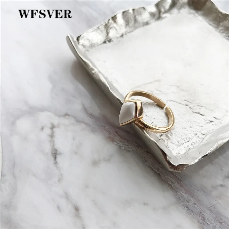 

WFSVER 925 sterling silver ring for women gold color water drop shape with turquoise stone rings opening adjustable fine jewelry