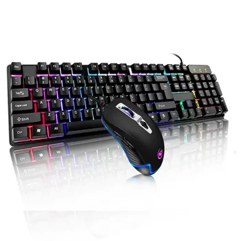 

ZELOTES Waterproof Keyboard Backlight Effect Colorful Crack LED Illuminated Backlit USB Wired PC Rainbow Gaming Keyboard Mouse
