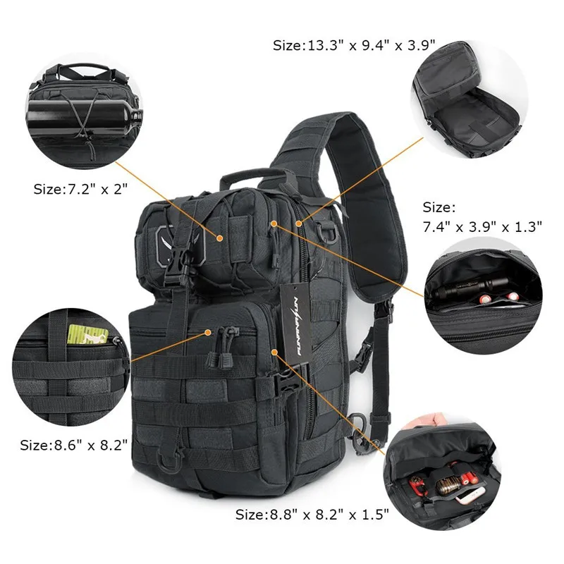 Tactical Assault Pack Military Sling Backpack Waterproof EDC Rucksack Molle Bag For Hiking Hunting Traveling Camping 20L