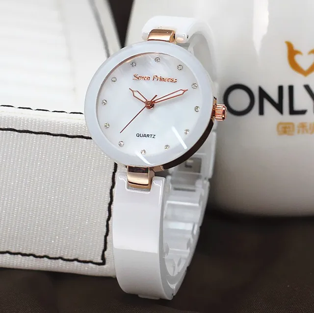 Fashion White Ceramic Ladies Watch Waterproof Casual Quartz