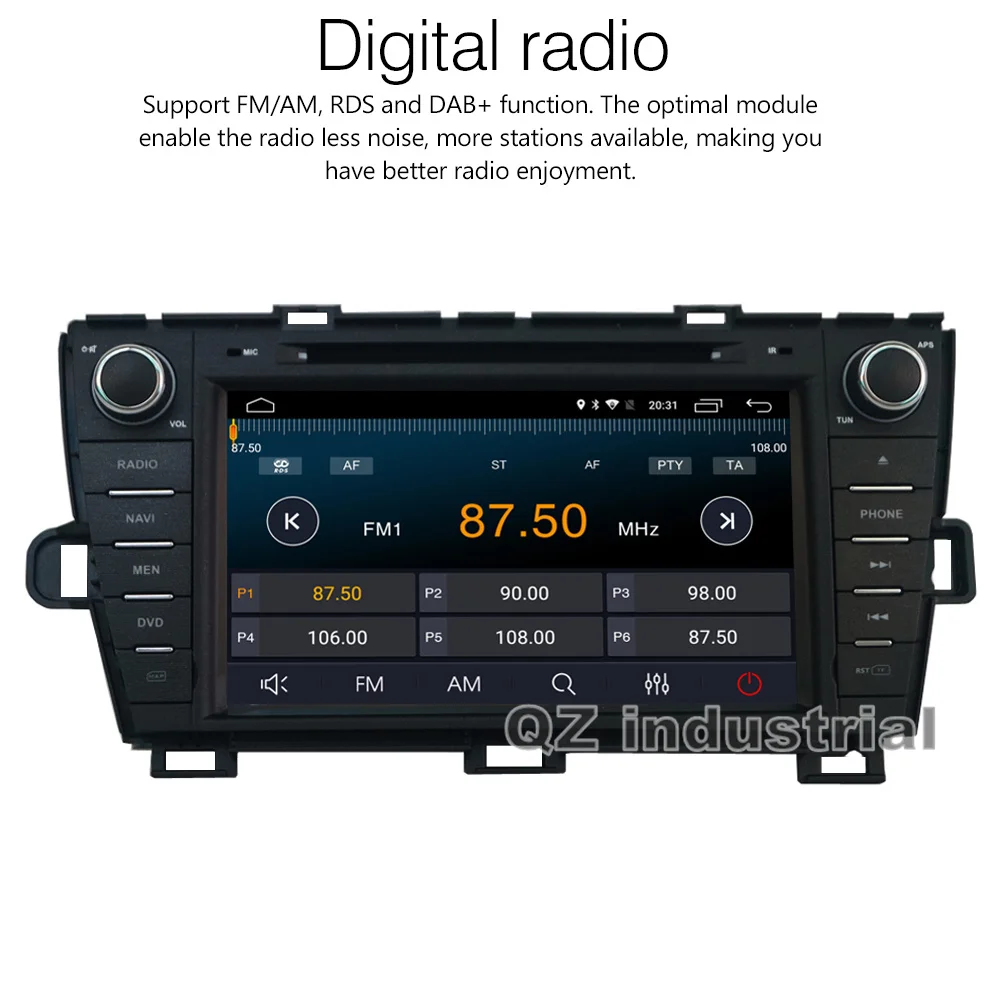 Perfect QZ industrial HD 8inch Android 8.1 for Toyota Prius 2008-2014 Car DVD Player with Radio Navigation BT SWC GPS 3G 4G RDS WIFI Map 2