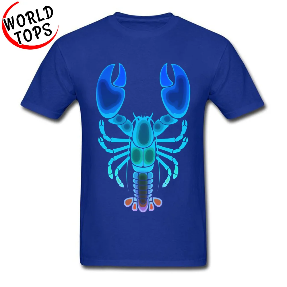 All Cotton Men Short Sleeve Moonlight Lobster T Shirts Design Tops & Tees Hip Hop Casual Round Collar Tee-Shirt Moonlight Lobster blue