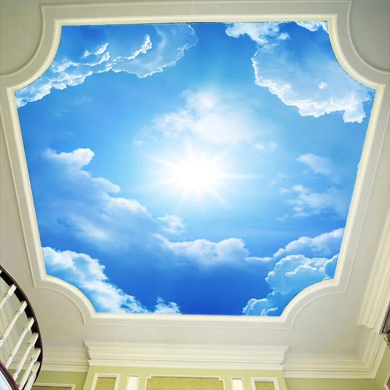 3D Настенные обои, обои для спальни с изображением синего неба и белых облаков, потолочные обои, натуральные фотообои на заказ|wall paper|bedroom wall papernature mural | АлиЭкспресс