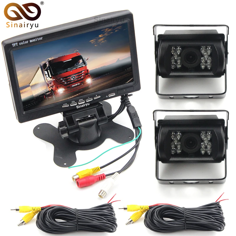 

DC 12-24V Truck Bus Parking Monitor Camera System, 7" Car Monitor With Rear View Camera 10M 15M 20M RCA Video Cable
