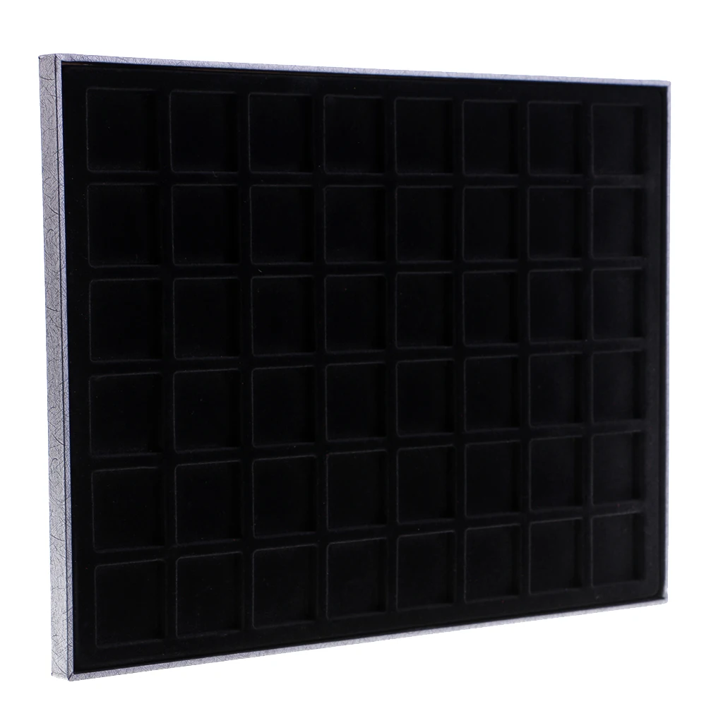 

48 Grid Velvet Frame Series Display Tray Coin Case for Coin Display -Black