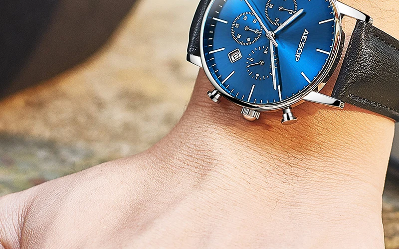 AESOP ультра-тонкие часы для мужчин Роскошные Мужские Спортивные кварцевые наручные часы кожаные мужские часы наручные часы водонепроницаемые Relogio Masculino
