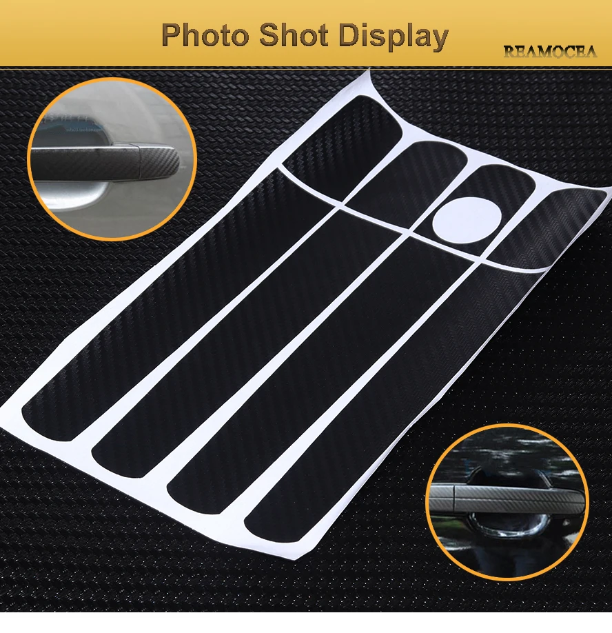 Reamocea Carbon Fiber Car Door Handle Sticker For Ford Focus 2012 2013 For Focus Hatchback 2006 - 2010 Escape Kuga 2013 (8)