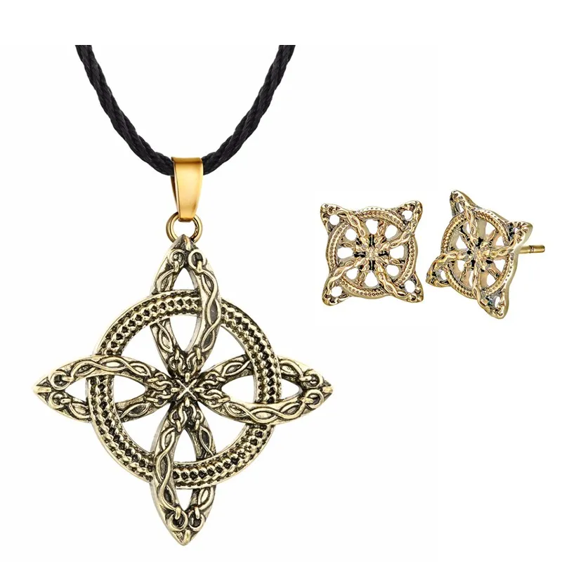 Серебряное модное ожерелье с викингом и планетой, для мужчин, для выхода из травы, славянский амулет, Цветок папоротника, защищает от заболеваний, ожерелье для женщин - Окраска металла: jewelry set