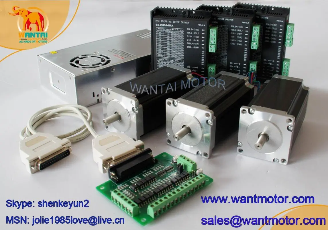 Продвижение Wantai! Шаговый двигатель Nema 23 425oz-in 3-осевой ЧПУ и драйвер с пиковым