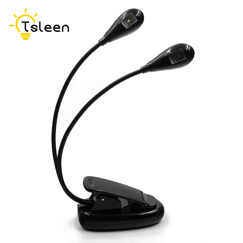 

TSLEEN Cheap! Flexible 2Dual Arms Clip On 8LED Light for Book Reading Camping Hiking Lamp Bulb Portable Travel Reading Clip Lamp