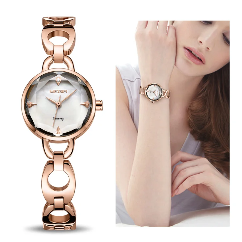 

MEGIR Fashion Women Bracelet Watch Rose Gold Alloy Quartz Women Watches Clock Relogio Feminino Zegarek Damski Lover Ladies Watch