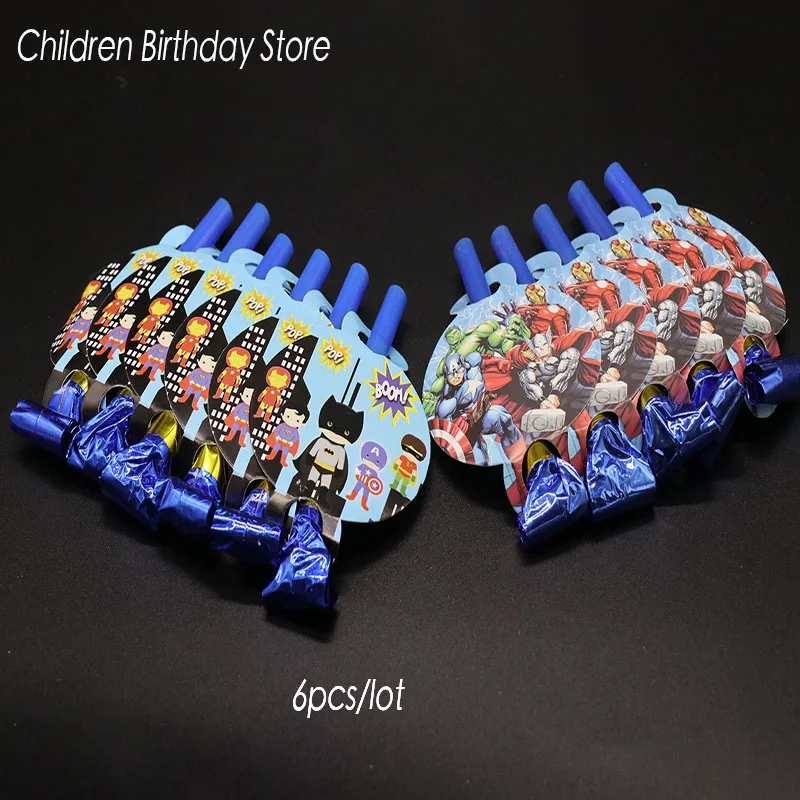 

6pcs/lot Avengers blowouts Cartoon Avengers birthday party decorations Cartoon Avengers blowouts baby shower party supplies