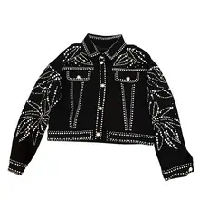 Европейская подиумная дизайнерская высококлассная Бриллиантовая куртка с листьями Женская Осенняя мода черное пальто верхняя одежда