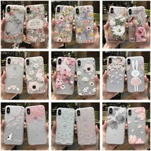 

Pink Flower Case For iPhone 7 8 Plus 3D Relief Silicone Cases Cover For iPhone x Clear TPU Capa Coque ipone 6 6s Plus Phone Case