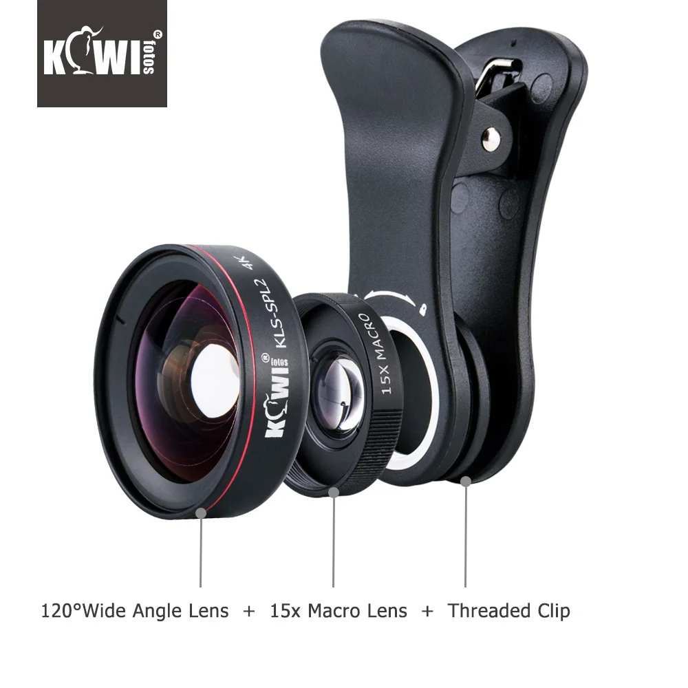 KIWI Smartphone Lens Wide Angle Macro Cell Phone Lenses 15x for Iphone 6/7/7plus/8/8x Samsung Sony Mobile Phone