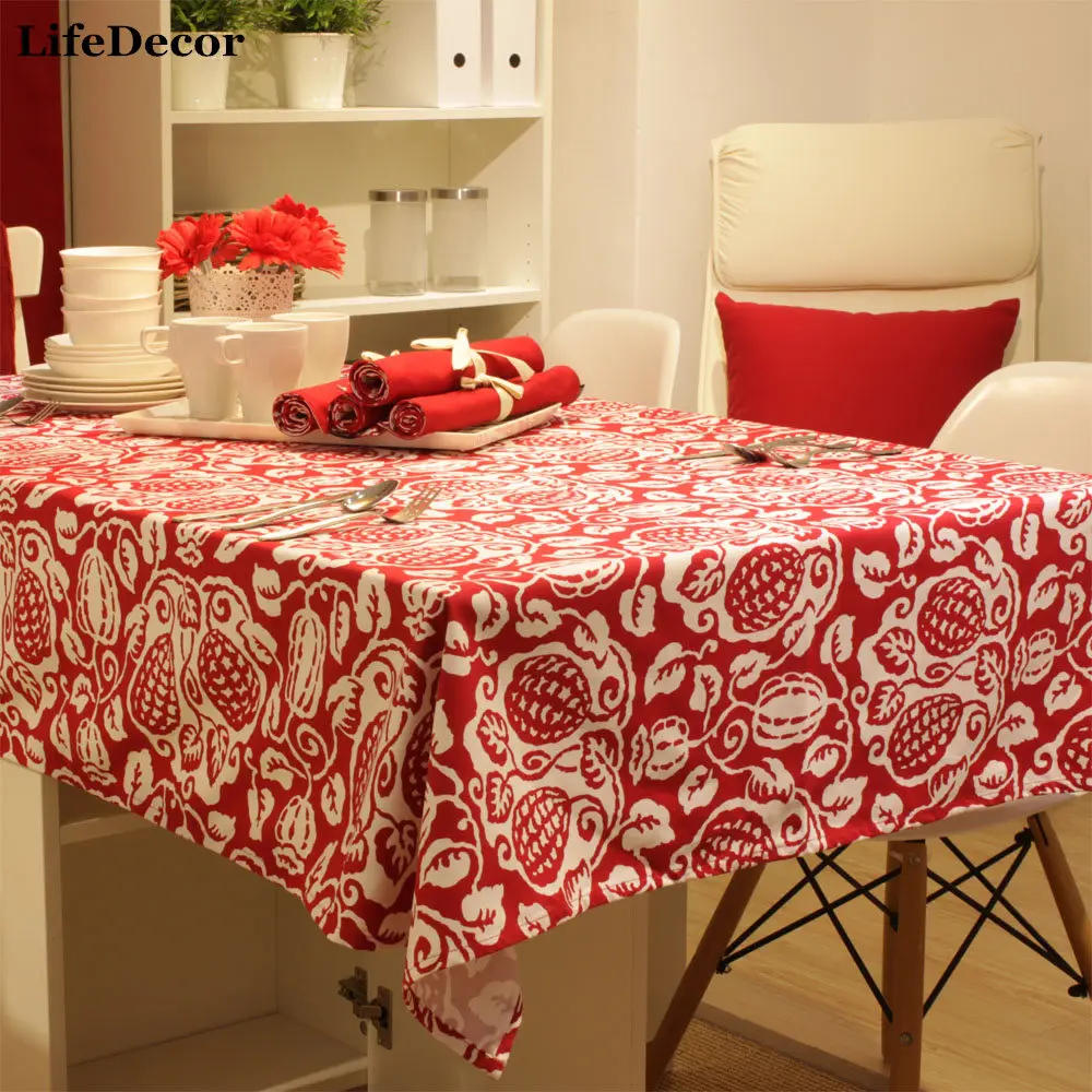 Pure red vine cotton table cloth tablecloths creative coffee tablecloth
