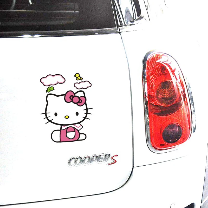

Car Sticker Hello Kitty with Bird and Cloud Decal Lovely Styling Car Accessories Vinyl Decal Motorcycle Decals