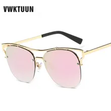 VWKTUUN gafas de Sol Mujeres Moda Medio Capítulo gafas de Sol de La Vendimia Reflejan Espejo Shades gafas gafas de sol gafas de Sol de Marco de Metal