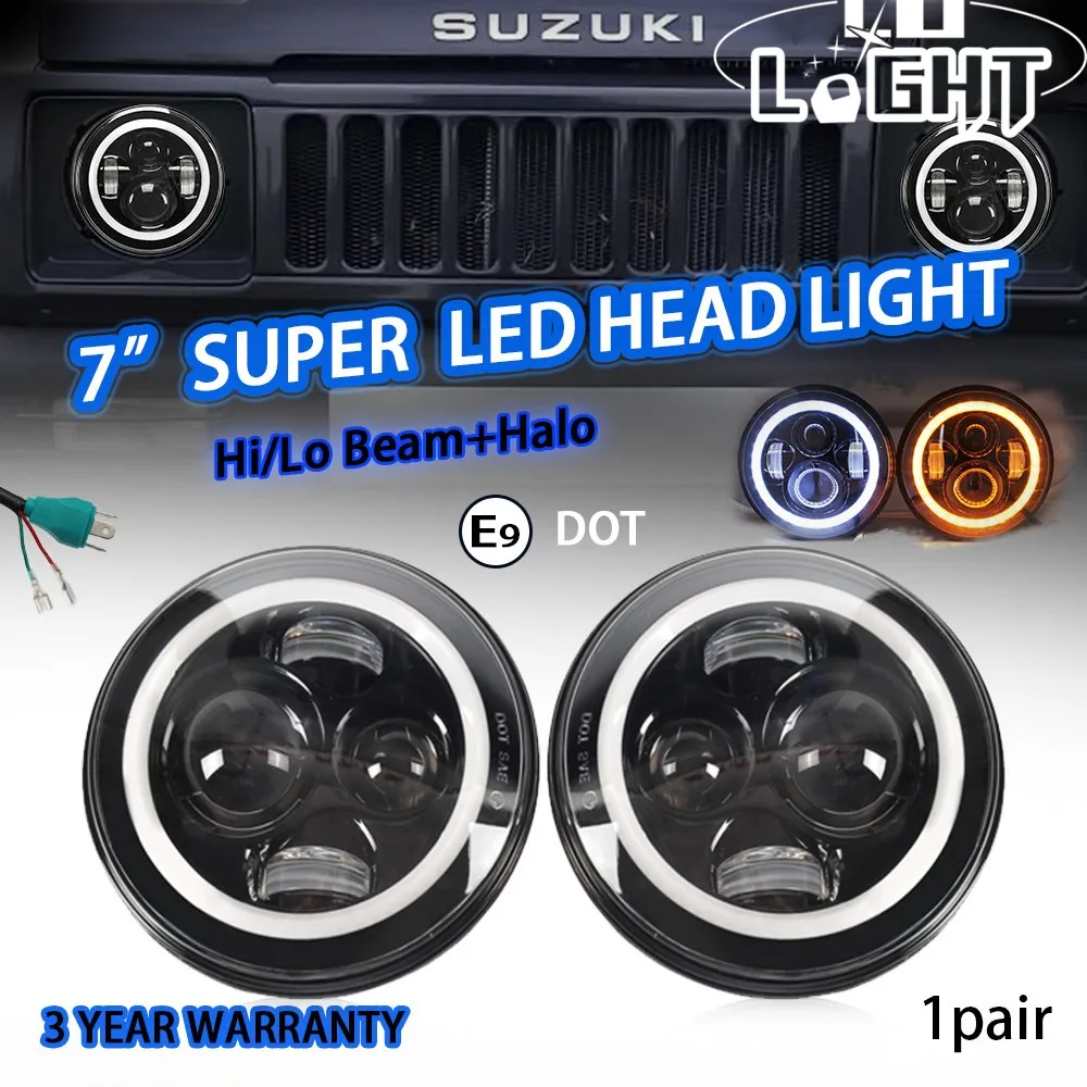 

CO LIGHT 7" LED Headlight 12V 24V Hi/low 50W 30W Auto Headlight Angle Eye for Jeep Wrangler JK Hummer Defender Toyota Ford Lada