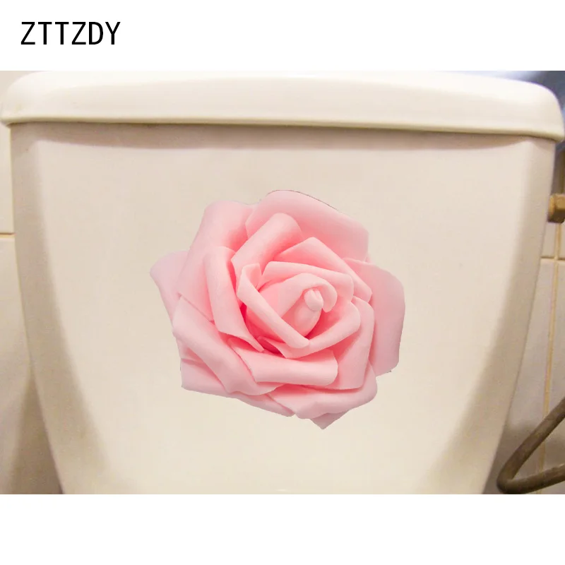 

ZTTZDY 22.2*20.4CM Pink Flowers Fashion Bathroom Toilet Seat Stickers Home Wall Decor T2-0445