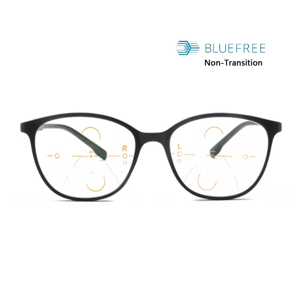 Прогрессивный переход фотохромные анти синий луч Компьютер очки для чтения гибкая рамка UV400 без линии постепенная солнцезащитные очки - Цвет оправы: Black-Anti Blue Ray
