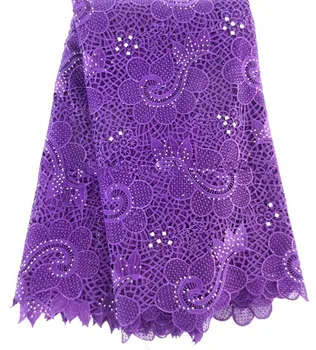 

High Quality African Cord Lace Guipure Lace Fabric Embroidery Mesh Fabric Lace Whit Stones A322