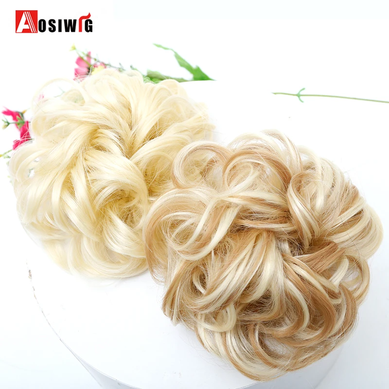 

AOSIWIG Heat Resistant Synthetic Short Curly Tail Chignons for Women Hair Natural Fake Hair Bun Hair Extensions