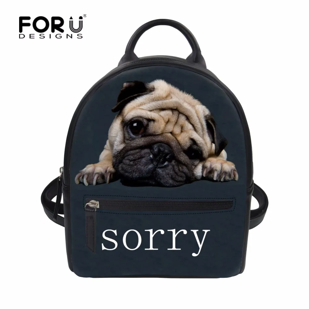 FORUDESIGNS Cute Backpack For Teenagers Children Mini Back Pack Pug Dog