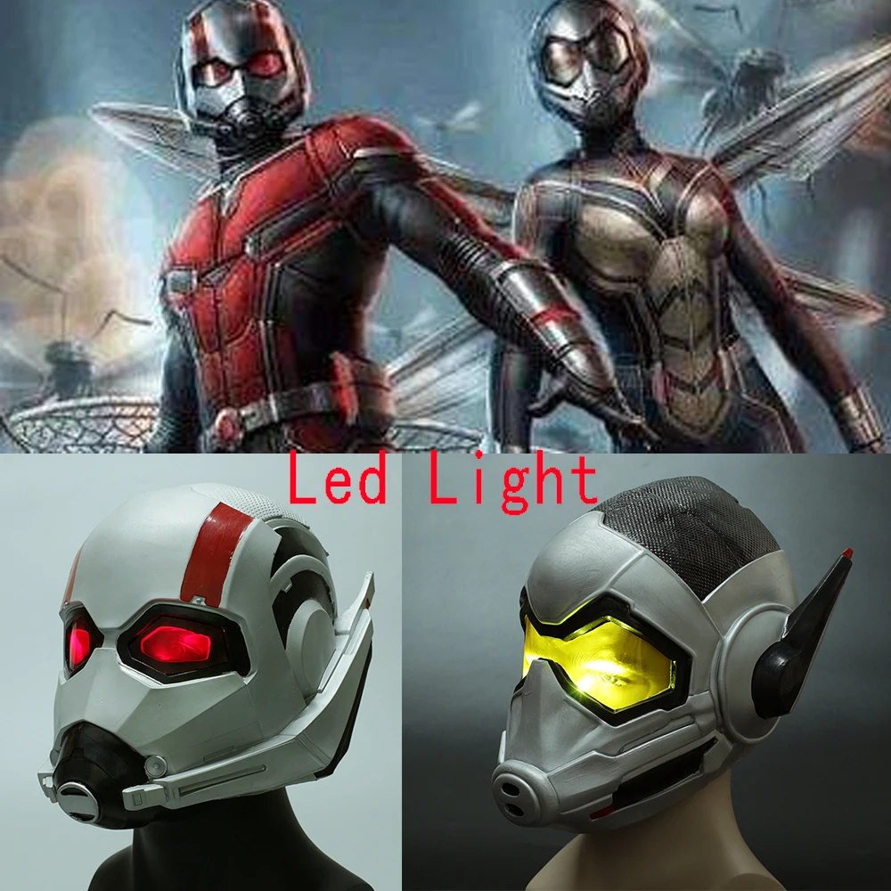 

2018 Movie Antman 2 Antman And The Wasp Helmet Led Mask Latex Cosplay Antman Scott Lang Mask Wasp Hope Van Dyne Mask Halloween