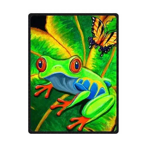 

58" x 80" (Large) Endangered Red Eyed Tree Frog On Leaf Butterfly Blankets Throws - Order Cheap Price