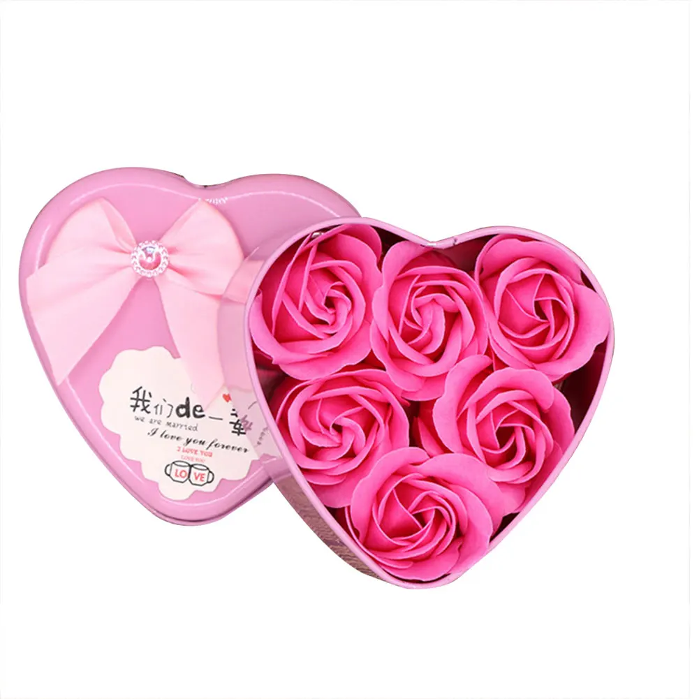 Горячее мыло с цветком розы с в форме сердца подарочная коробка для свадьбы День Святого Валентина LSK99 - Цвет: Pink