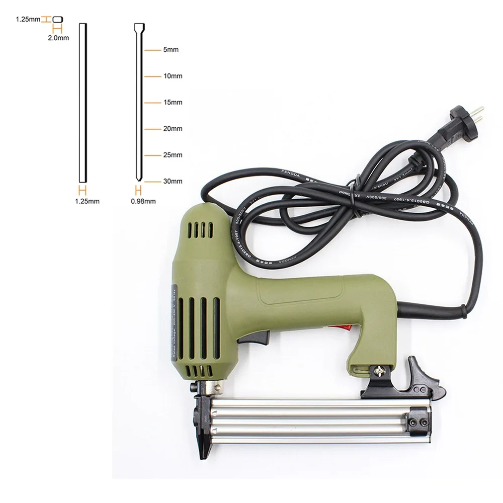 1750 Вт Электрический пистолет для ногтей из твердого алюминиевого сплава, степлер для ногтей, кнопочный переключатель, легко ломается из твердой древесины с гвоздями, электроинструменты - Цвет: green