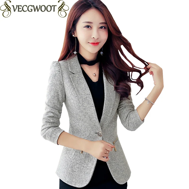 

Female 2019 Spring And Autumn New Women Jacket Blazer Women Large size Singe-button Slim Blazer Women Fashion Short Blazer X779