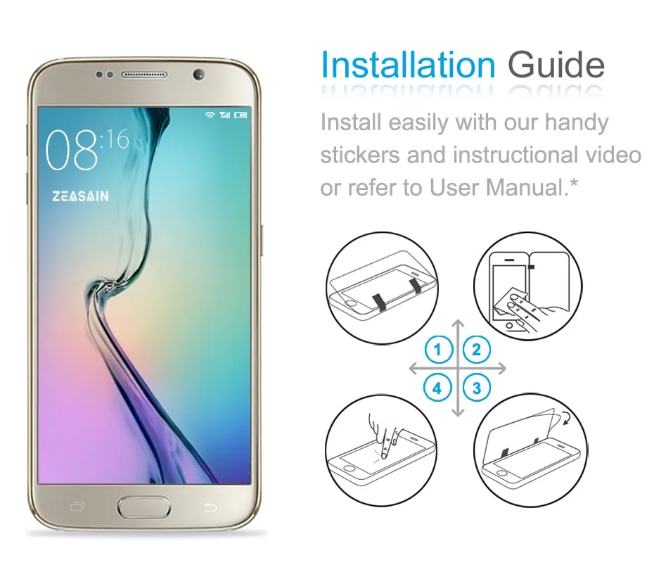 Original ZEASAIN Screen Protector For Samsung Galaxy S6 galaxys6 Tempered Glass  2.5D 0.3mm Toughened glass Protective Film (4)