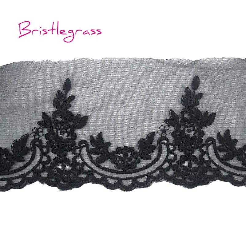 BRISTLEGRASS 1 Yard Black Embroidered Flower Vine Tulle Mesh Lace Trims Applique Patches Bridal Wedding Dress Costume DIY Sewing | Дом и сад