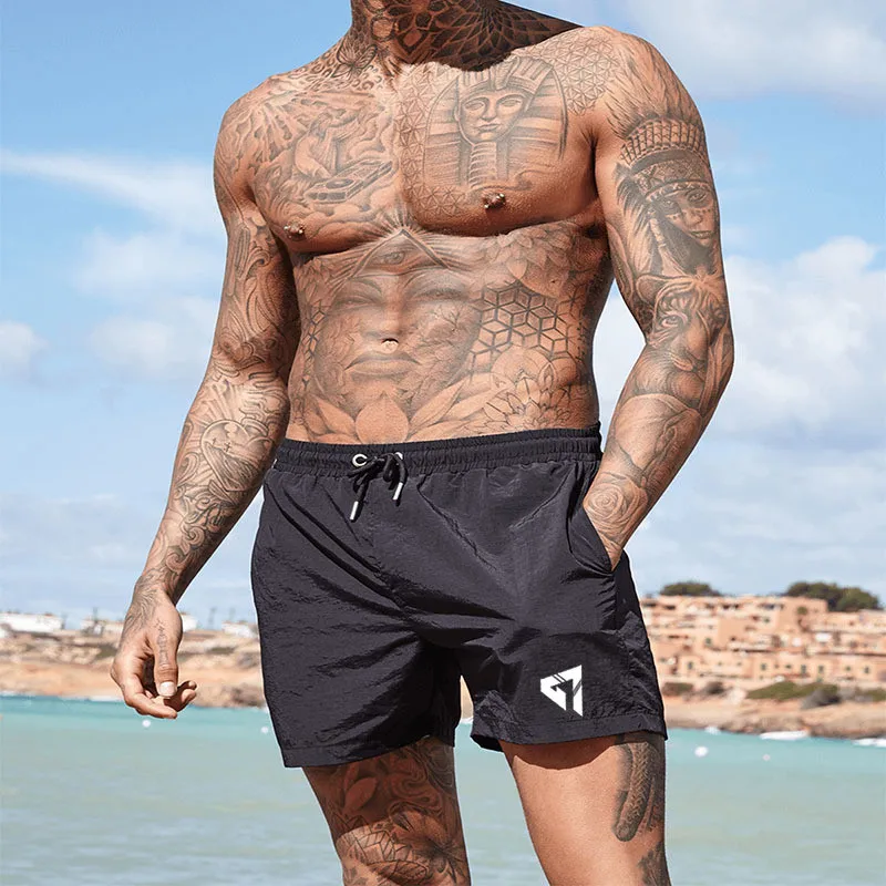 Yomeke, пляжные шорты, мужские повседневные шорты, компрессионные быстросохнущие модные мужские шорты, Бермуды, шорты для фитнеса для мужчин - Цвет: black 2